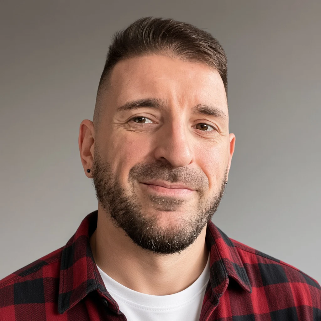 Damir Medić, photographed against a plain grey wall.