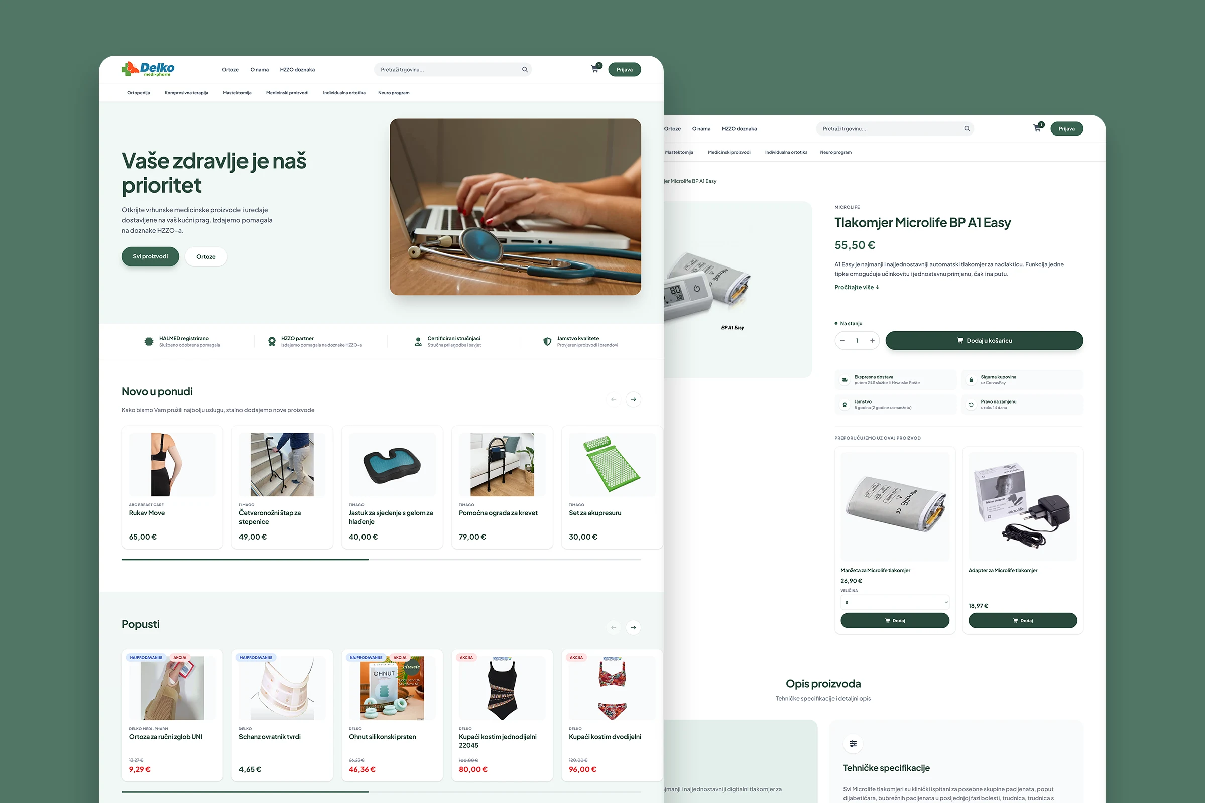 The Delko Medi-Pharm storefront home page, shown in a browser window.